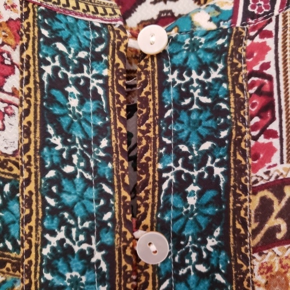 J.Jill Patchwork Button front Print Tunic blouse - Picture 6 of 7